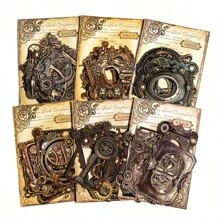 YANJI 10sheets/Pack Vintage Hollow Out Scrapbooking Diy Decoration Material Paper, Handmade Collage Material, Personalized Planner Creative For School Supplies - Mocha Brown - View 8