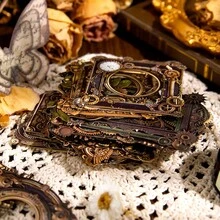 YANJI 10sheets/Pack Vintage Hollow Out Scrapbooking Diy Decoration Material Paper, Handmade Collage Material, Personalized Planner Creative For School Supplies - Mocha Brown - View 4