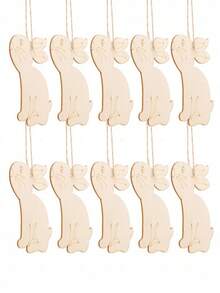10Pcs Easter Bunny Wood Cutout Unfinished Wooden Craft DIY Rabbit Slice Ornament For Painting Spring Decor Easter Party Facor - Apricot - View 6