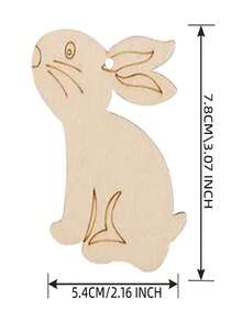 10Pcs Easter Bunny Wood Cutout Unfinished Wooden Craft DIY Rabbit Slice Ornament For Painting Spring Decor Easter Party Facor - Apricot - View 2