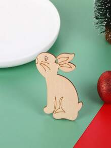 10Pcs Easter Bunny Wood Cutout Unfinished Wooden Craft DIY Rabbit Slice Ornament For Painting Spring Decor Easter Party Facor - Apricot - View 3