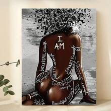 FajerminArt 1 件非洲女孩畫布藝術 - 用非洲發音樂海報慶祝黑美 - 無框家居裝飾牆藝術印刷品