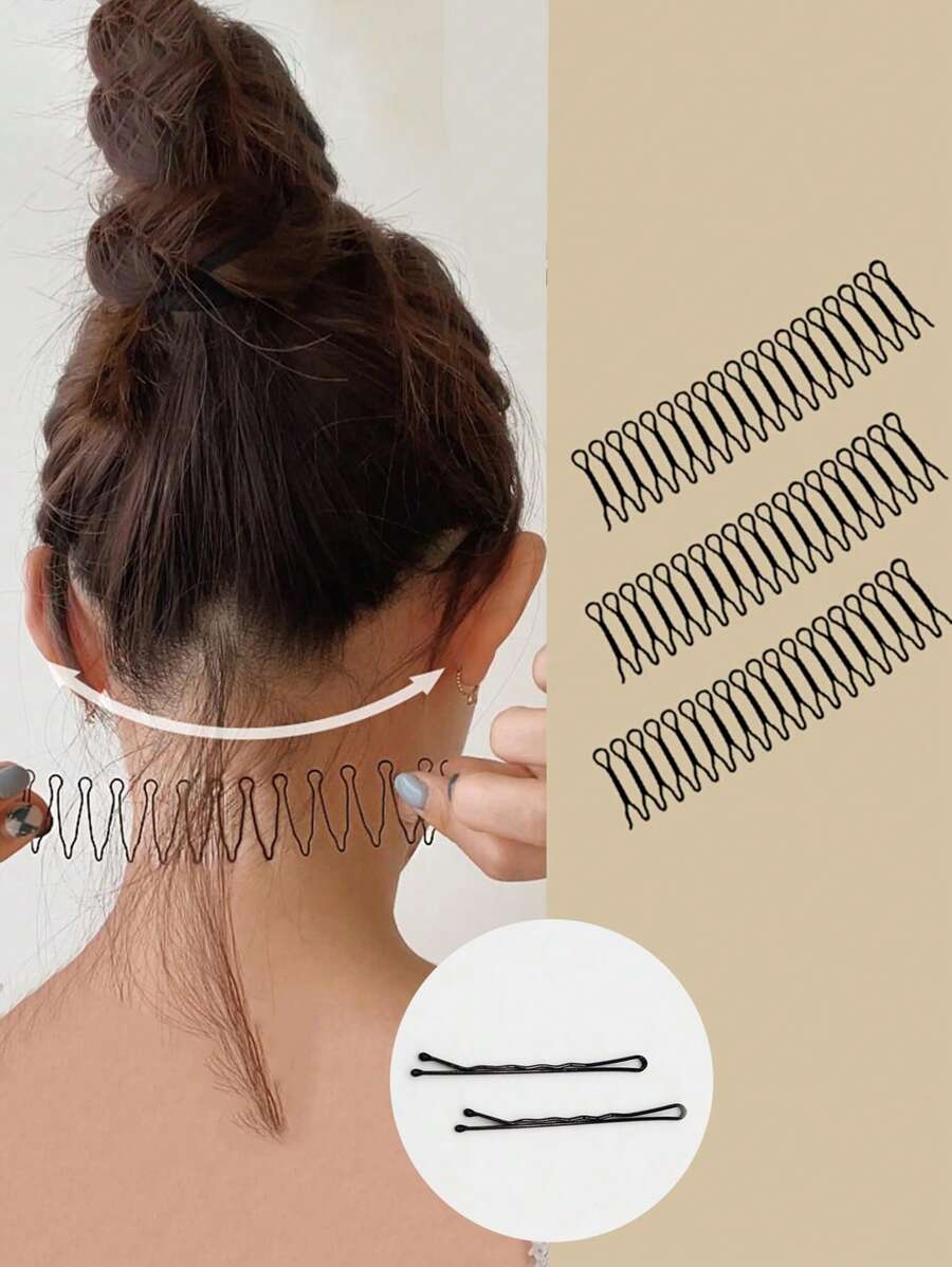 一組 3 件組波浪髮夾和梳子髮飾（帶隨機髮夾）,適合所有季節、女士、美髮