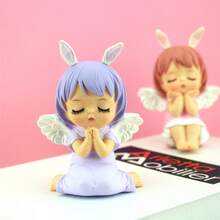 1pc Cute Angel In Thoughtful Pose Decorative Resin Car & Cake Figure Sculpture For Birthday Or Graduation Party - Dusty Pink - View 4