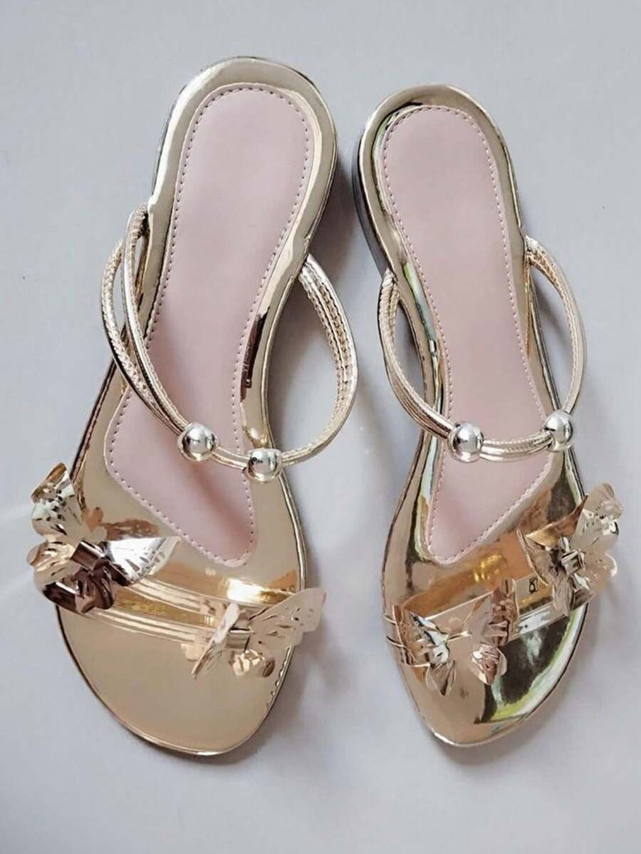 Women Flat Sandals - Gold - View 1