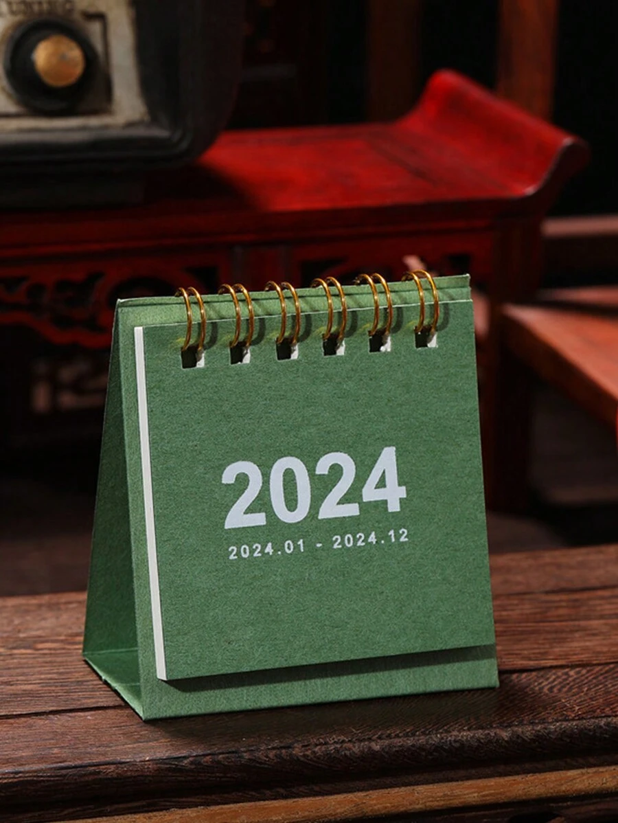 Calendario Creativo En Miniatura Con Estilo Vintage Para Decorar Tu Escritorio Con Letras En Inglés - Azul Cadete - Ver 1