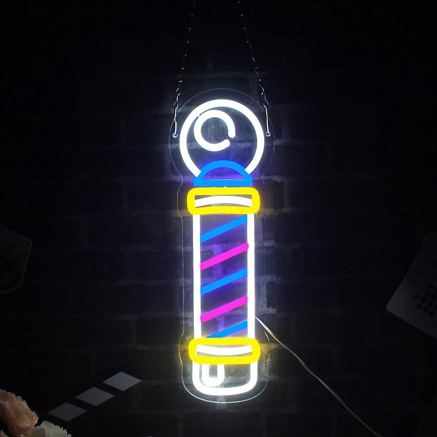 1pc Usb Powered Hair Salon Neon Sign, Adjustable Brightness Led Neon Wall Sign, Suitable For Hair Salon, Barber Shop, Spa And Beauty Studio Wall Decor - Barber Pole - View 1