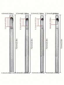 4件套皮革打孔工具套裝：輕鬆打造定制手錶錶帶和皮帶！ - 銀色 - 查看 2