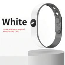 1 件運動風格腕帶,顏色為黑色/紅色/藍色/白色/黃色。冬季無線防靜電手環,用於消除靜電。適合男士和女士,可調節,能量平衡手帶。時尚時尚配件,適合學生、女孩、男女皆宜 - 白色 - 查看 1