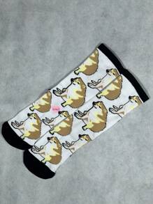 Calcetines con estampado divertido Cheems Perrito Meme - Blanco - Ver 1