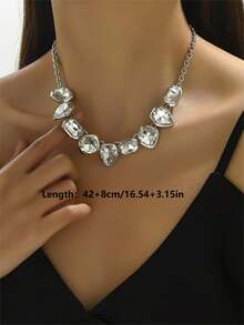 1 件超大复古奢华宴会水钻闪光项链女士时尚合金珠宝配饰派对节日精美周年纪念礼物 - 不規則設計 - 查看 4