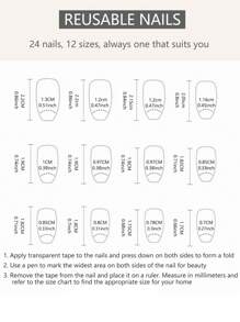 24入組中長款芭蕾蝴蝶可穿戴美甲、法式美甲貼、鑲鑽裝飾假指甲,黑色和白色拼接風格,適合女性和女孩子。 - 黑與白 - 查看 4
