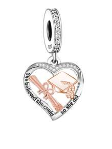 1個極簡風格925純銀畢業禮物吊墜珠,刻有「她相信她能夠,所以她做到了」的字眼,是女同學的完美禮物 - Q2672 - 查看 1