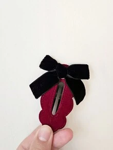 Pack Of 2 New Women'S Hair Clips Red Flocked Personalized Bow Edge Clips - Multicolor - View 3