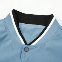 男士字母圖案春秋棒球服工作夾克運動夾克 - 藍色 - 查看 4