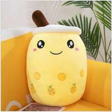 New Arrival Creative Simulation Pearls Milk Tea Pillow Cushion With Multiple Expressions, Cute Milk Tea Cup Plush Toy Doll For Decoration Gift - Pineapple Milk Tea Round Eyes Expression - View 1