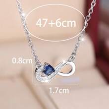 优雅情人节精致白色全套人造蓝宝石蓝色心形女款银质8字项链表白礼物结婚项链订婚结婚首饰日常配饰送给情侣、送给情侣、送给女朋友 - 項鍊 - 查看 4
