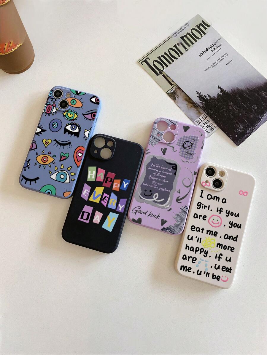 3 件字母心型笑臉繪畫設計保護手機殼相容 Iphone 12/13/pro/pro Max/mini、華為 P14/p13、三星 P11/p12、小米 7/8/se/9/10、三星系列 A01/a02 /a03/a04/a12/a13/a21/a22/a23/a24/a32/a33/a34/a51/a52/a53/a54/a71/a72/a73/s20 Fe/s21/s22 米系列9/a 10a /10c/註 9/10/11/12 - 彩色 - 查看 1