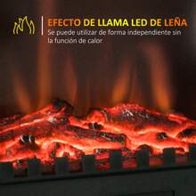 HOMCOM Chimenea Eléctrica de Pie Movible y Decorativo Calefactor Estufa 1000/2000W Llama LED con Termostato 39x23x56.5cm - Negro - Ver 2