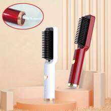 無線捲/直髮梳,便攜式拉直器,負離子電直捲髮造型梳 - 白色 - 查看 2