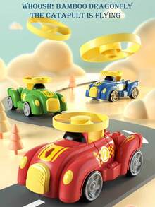 Bamboo Dragonfly Collision Gyro Toy Car Flying Saucer Disc Inertia Car Collision Launch Disc Car Ejection Flying Disc Inertia Decompression Toy - Red - View 7