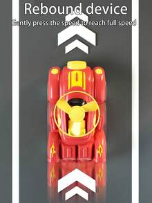 Bamboo Dragonfly Collision Gyro Toy Car Flying Saucer Disc Inertia Car Collision Launch Disc Car Ejection Flying Disc Inertia Decompression Toy - Red - View 3