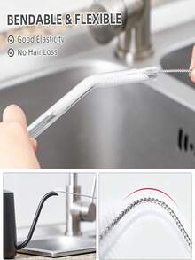 Straw Cleaner Brush Set, 8pcs Long Cleaning Brush, Suitable For Straws, Water Bottles, Sippy Cups, Pipes And Hummingbird Feeders - White - View 5