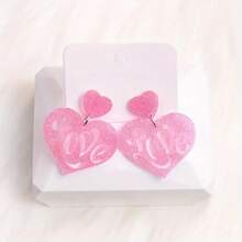 情人節時尚心型優雅壓克力愛心耳環 - 豎心款 - 查看 5