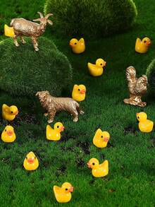 10入組黃色小鴨,迷你樹脂小鴨,迷你鴨子人物擺設,娃娃屋,家居裝飾,生日派對小禮物 - 實色小黃鴨 - 查看 5