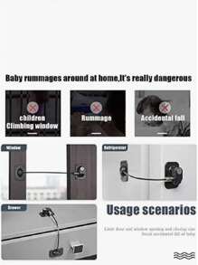 1pc Baby Drawer Without Piercing Window Multifunctional Cap Child Safety Lock Lock Refrigerator Lock Drop Lock With Key Perforation Required Child Safety Lock Lock