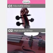 1pc Playable Children's Violin Toy With Authentic Sound, Musical Instrument For Beginners, Girls' Gift - Brown - View 3