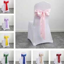 婚禮宴會酒店裝飾用靠背花和蝴蝶結椅套,附帶緞面和紗網面料 - 香檳色[14cm*270cm] - 查看 2