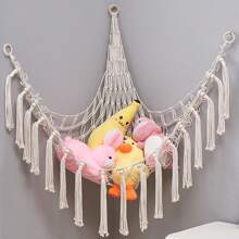 1 件波西米亞毛絨動物網或吊床,玩具吊床花邊動物儲物角掛網架,網狀吊床毛絨玩具收納盒,帶流蘇和掛鉤,適用於臥室客廳 - 白色 - 查看 5