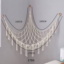 1 件波西米亞毛絨動物網或吊床,玩具吊床花邊動物儲物角掛網架,網狀吊床毛絨玩具收納盒,帶流蘇和掛鉤,適用於臥室客廳 - 白色 - 查看 2