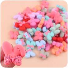 1pc New Design Silicone Rabbit & Bowknot & Bead For Kids' Diy Jewelry Making - Orange - View 5