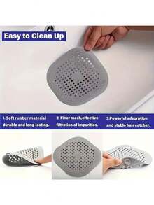 2入組帶吸盤的排水孔捕髮器,耐用的矽膠方形排水孔蓋,防堵塞排水濾網,適用於淋浴間、地面和浴缸排水孔,適合酒店/餐廳/企業使用 - 彩色 - 查看 1