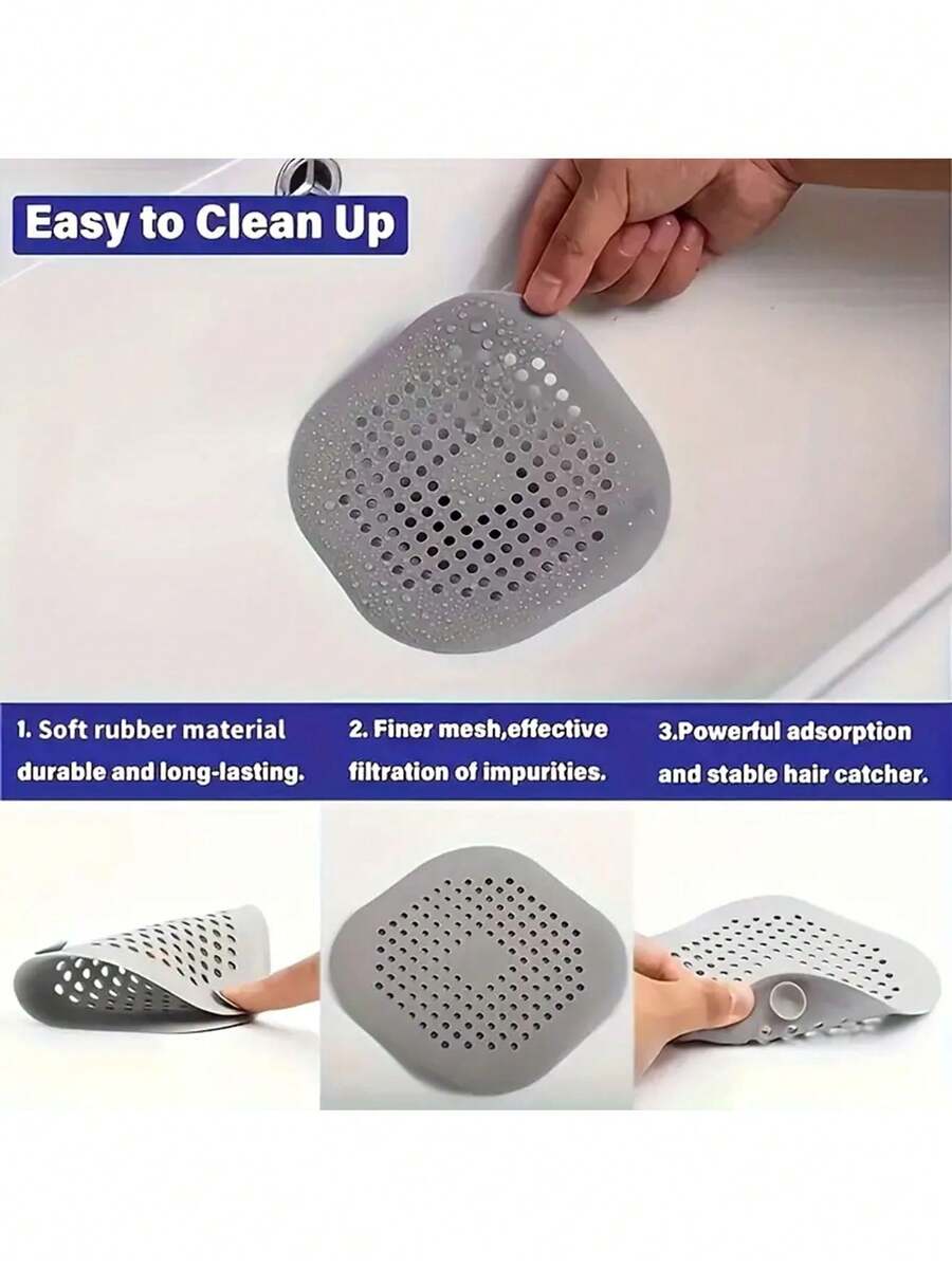 2入組帶吸盤的排水孔捕髮器,耐用的矽膠方形排水孔蓋,防堵塞排水濾網,適用於淋浴間、地面和浴缸排水孔,適合酒店/餐廳/企業使用 - 彩色 - 查看 1