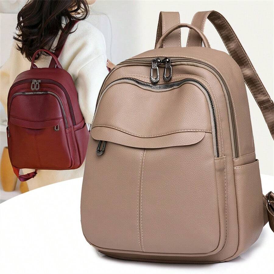 極簡素色女士背包時尚上班族通勤包,適用於女性、新手和白領工作者