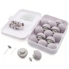 MQUPIN Quilt Fixing Clips,16 Pcs Duvet Cover Clips,Mushroom Round Fixing Clips With Buttons,Bedroom Duvet Fixing Holder Quilt Cover Pins With Box - Grey - View 1