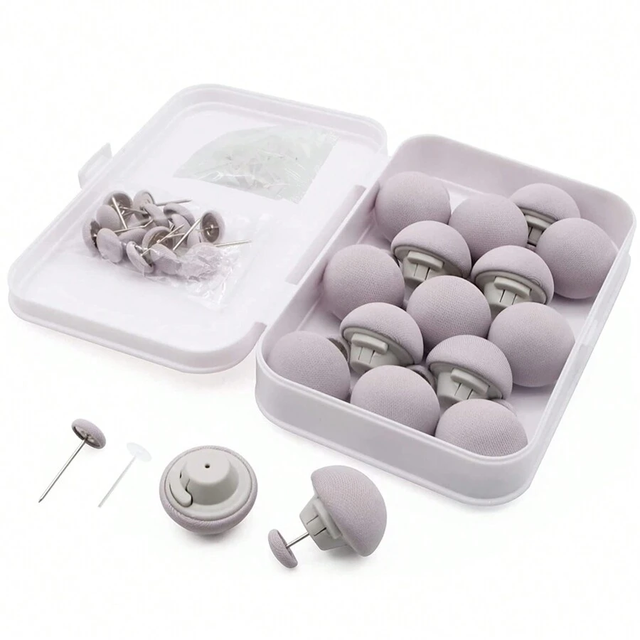 MQUPIN Quilt Fixing Clips,16 Pcs Duvet Cover Clips,Mushroom Round Fixing Clips With Buttons,Bedroom Duvet Fixing Holder Quilt Cover Pins With Box - Grey - View 1
