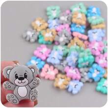1入新款矽膠小熊造型珠子,適用於兒童藝術和手工藝品,創意彩色矽膠珠飾品配件 - 灰色 - 查看 4