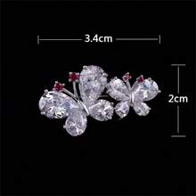 1 件雙飛蝴蝶金色女士胸針高端胸花高端防露小別針 - 香檳色 - 查看 3