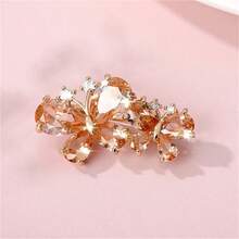 1 件雙飛蝴蝶金色女士胸針高端胸花高端防露小別針 - 香檳色 - 查看 1
