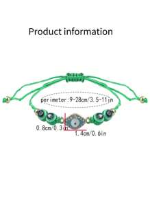 1條波西米亞風格的手工珠寶手鍊,設有邪惡的眼睛圖案和幸運符號,適合男女佩戴,可調節長度,適合日常穿著 - 邪惡之眼幸運手鐲 - 查看 4