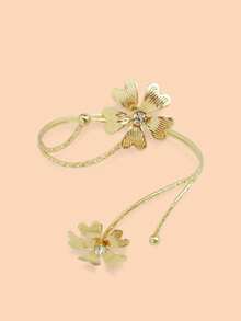 1入時尚夸張個性化朋克風格金屬花臂環,可調節開口手鐲,適合作為女性聖誕情人節禮物 - 花朵臂環 - 查看 4