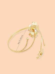 1入時尚夸張個性化朋克風格金屬花臂環,可調節開口手鐲,適合作為女性聖誕情人節禮物 - 花朵臂環 - 查看 3