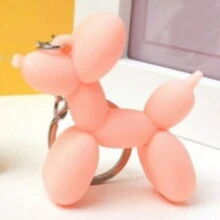 1pc Fashion Keychain Punk Balloon Dog, Soft Rubber Dog Keychains For Women Bag Pendant Jewelry Trinket Men'S Car Key Ring Key Chain - Pink - View 2