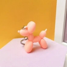 1pc Fashion Keychain Punk Balloon Dog, Soft Rubber Dog Keychains For Women Bag Pendant Jewelry Trinket Men'S Car Key Ring Key Chain - Pink - View 1