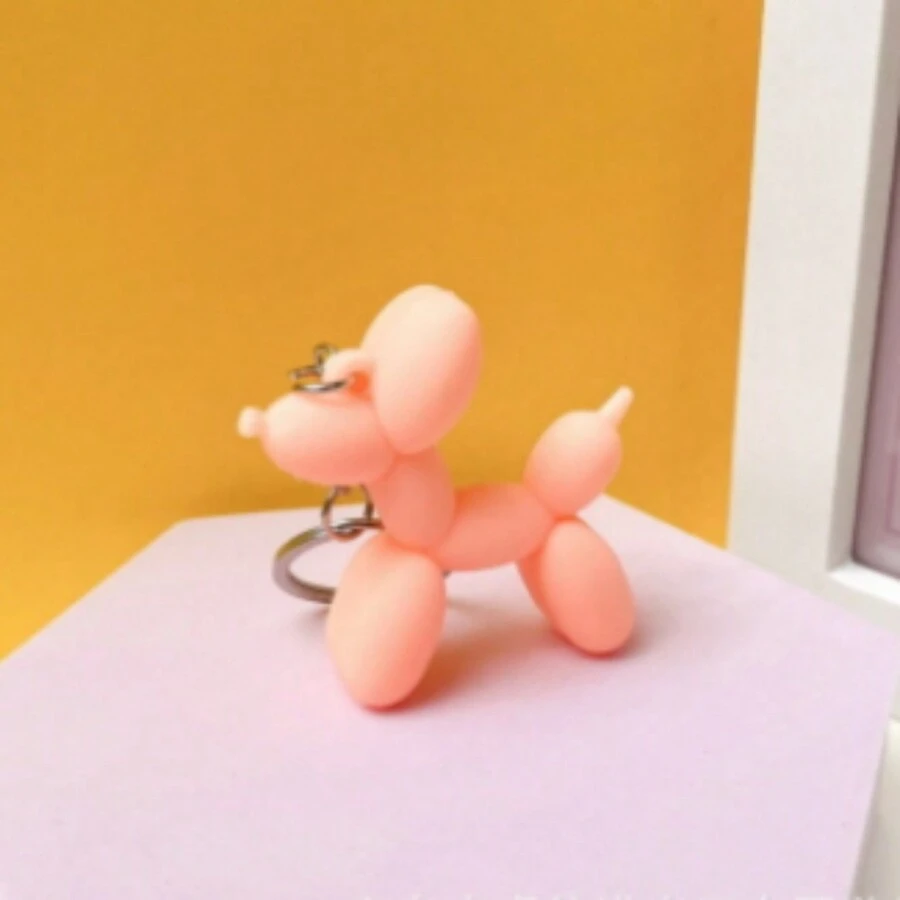 1pc Fashion Keychain Punk Balloon Dog, Soft Rubber Dog Keychains For Women Bag Pendant Jewelry Trinket Men'S Car Key Ring Key Chain - Pink - View 1