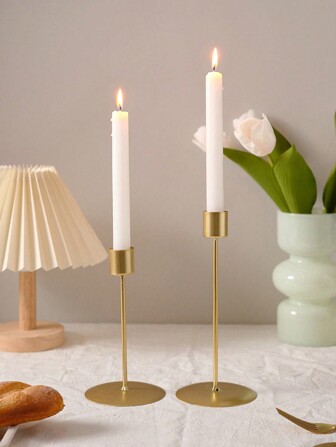 1 件金色奢华风格烛台，复古烛光晚餐装饰，适合浪漫餐桌布置，家居装饰最佳礼物